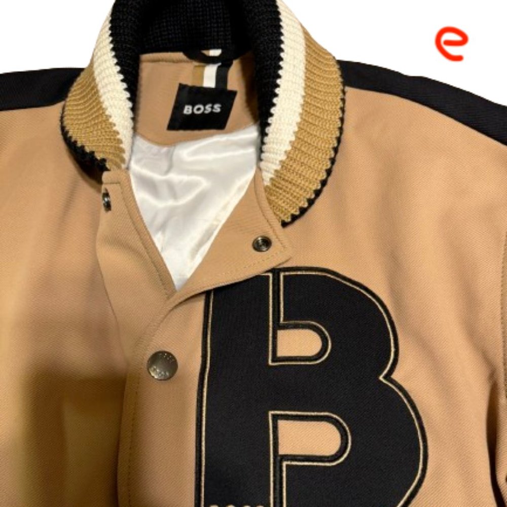 Boss by Hugo Boss Natural Unisex Relaxed-fit Bomber Jacket With Logo Details - Picture 11 of 14